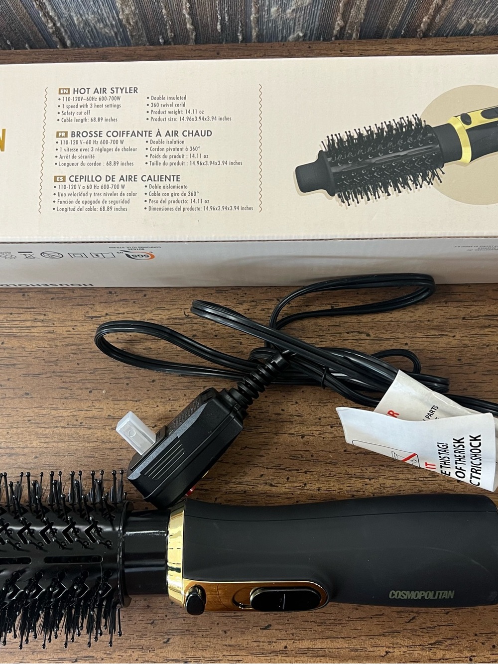 COSMOPOLITAN | BLACK AND GOLD ROUND HOT AIR STYLER BRUSH